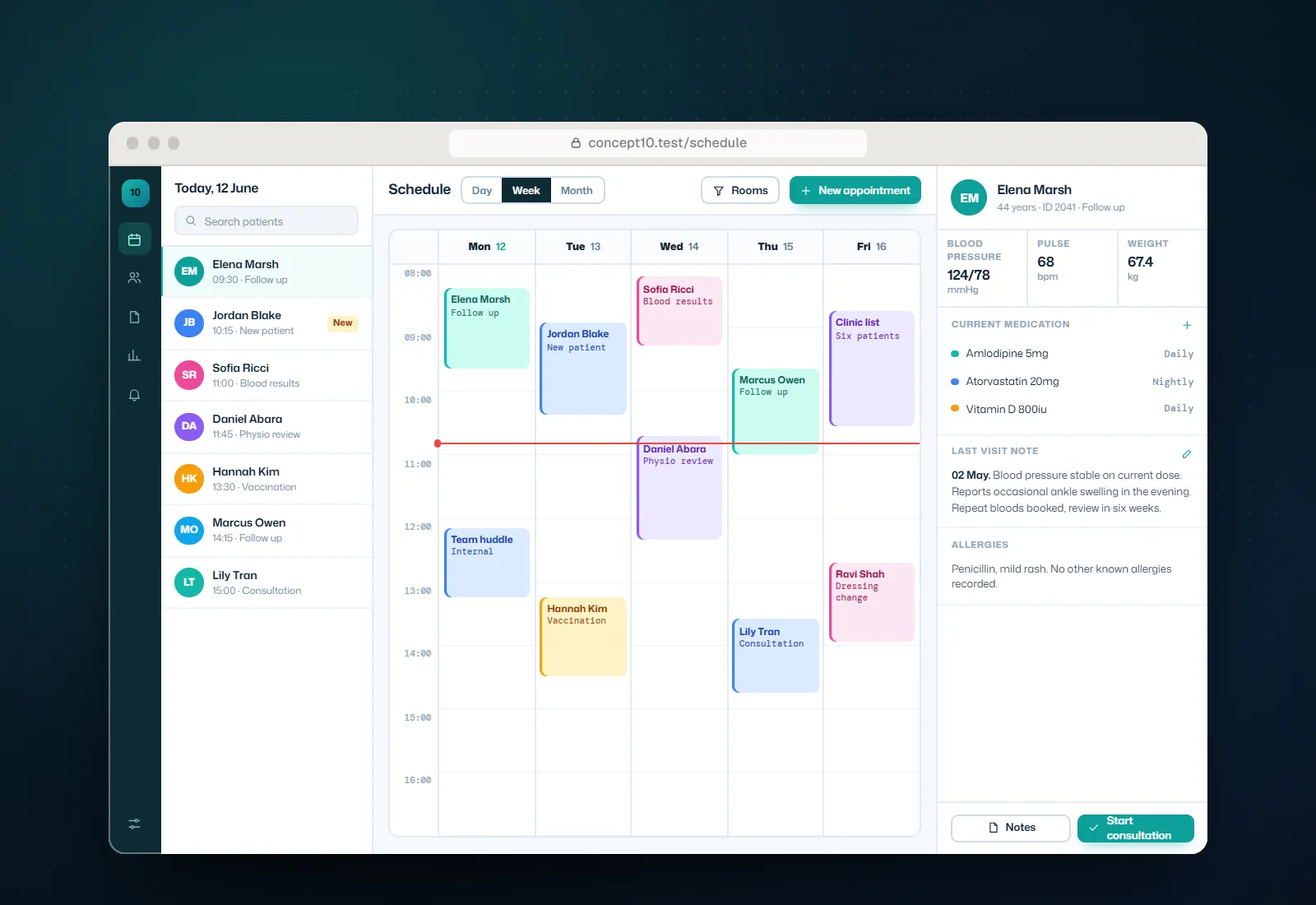 Concept visual for Clinic scheduling and records
