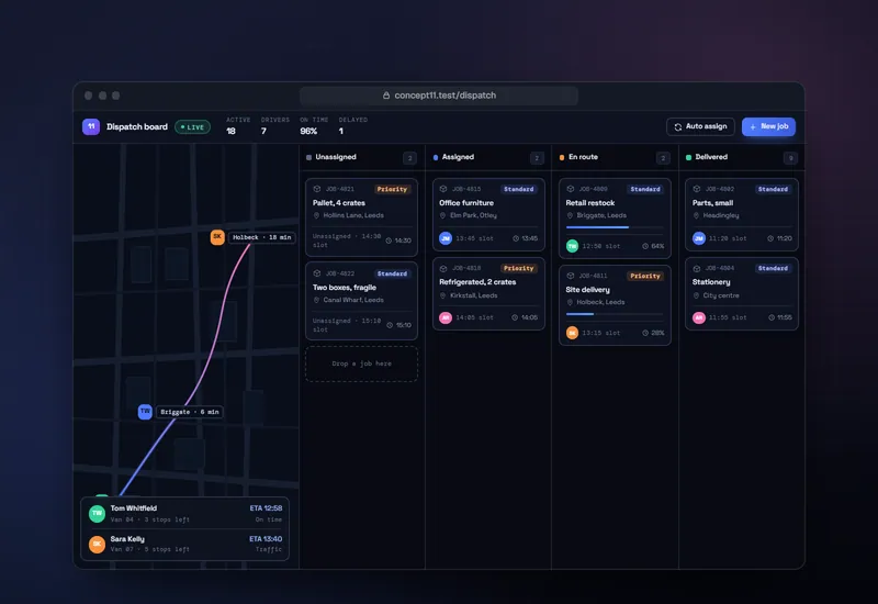 Concept project: Logistics dispatch board