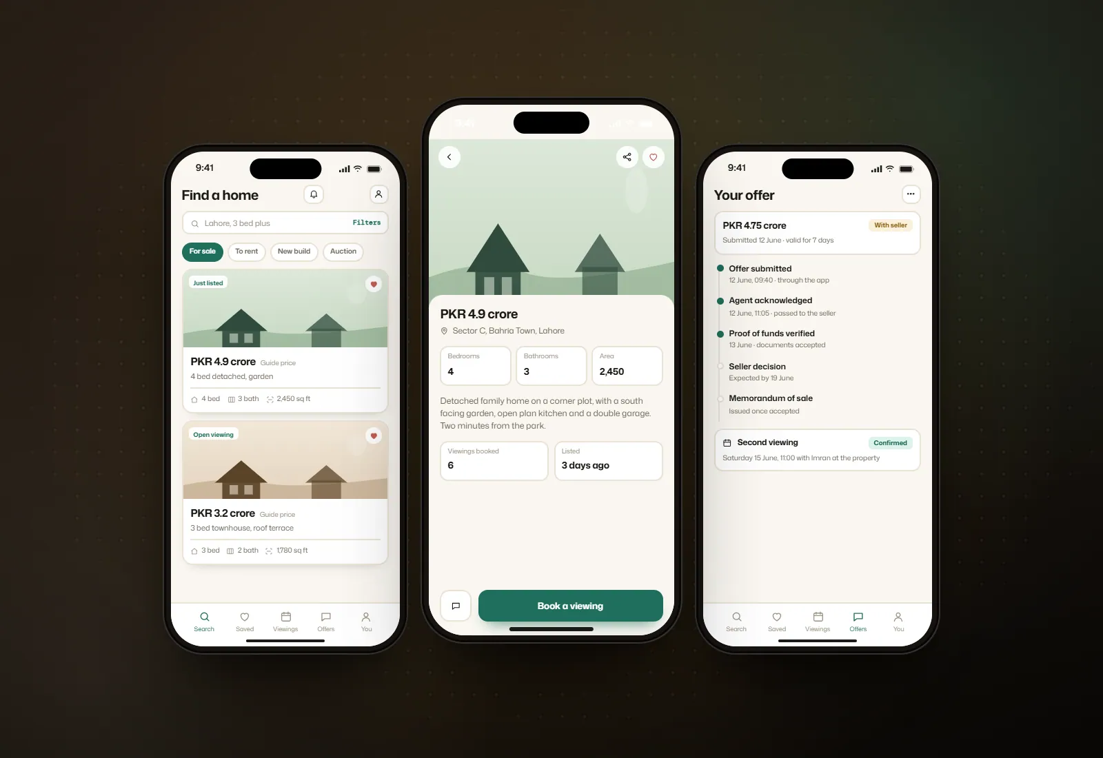 Concept visual for Property viewings and offers app