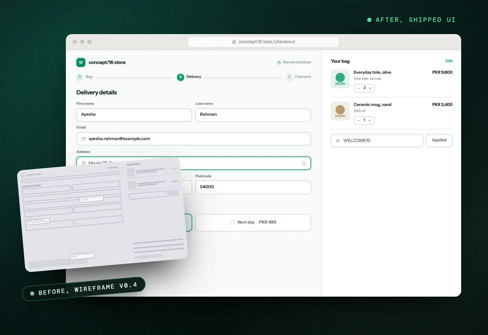 Concept visual for Checkout flow redesign
