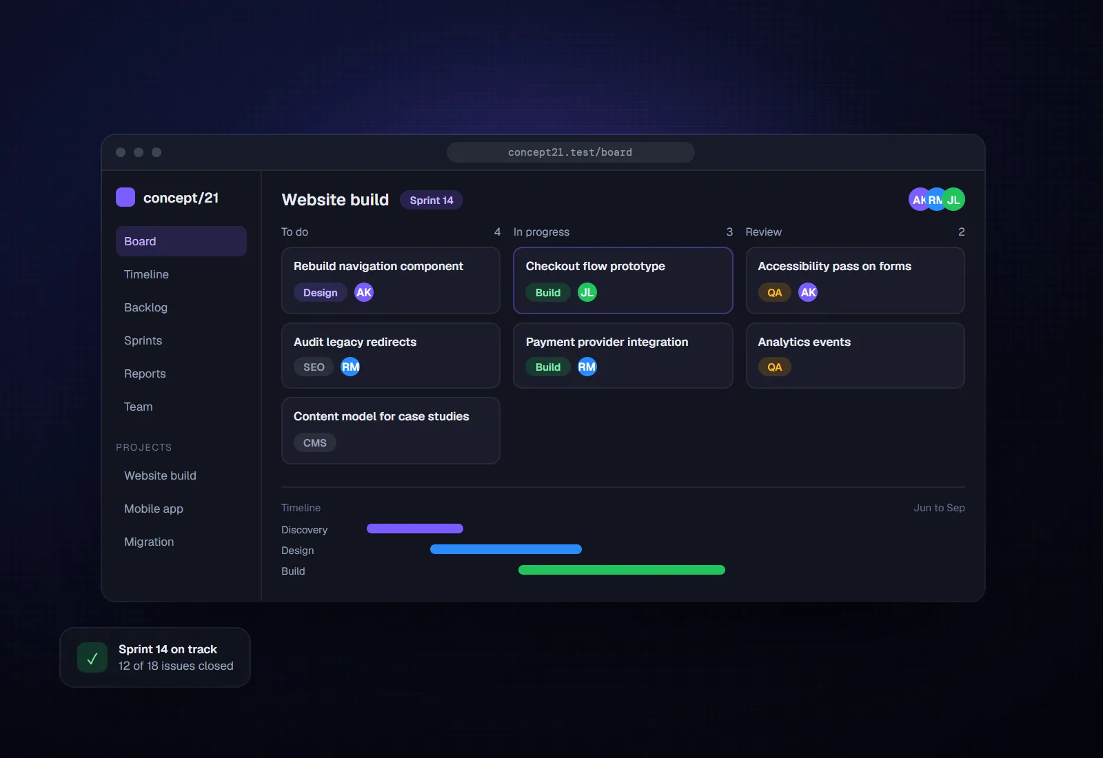 Concept visual for Project management tool