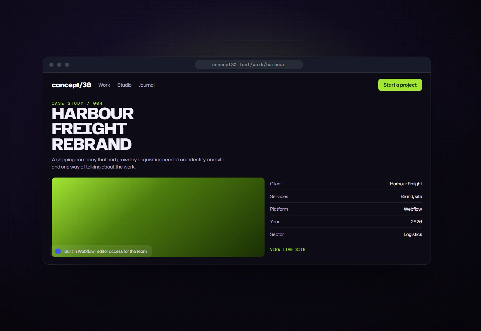 Concept visual for Agency site and case studies