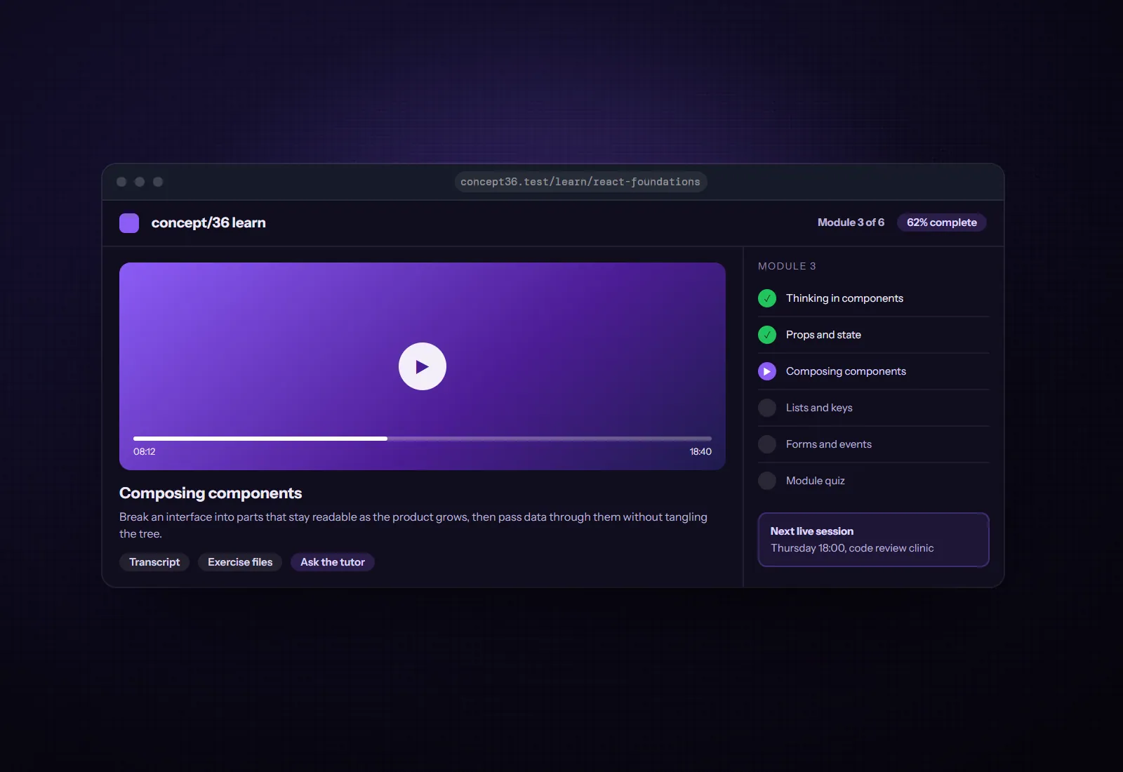 Concept visual for E-learning platform