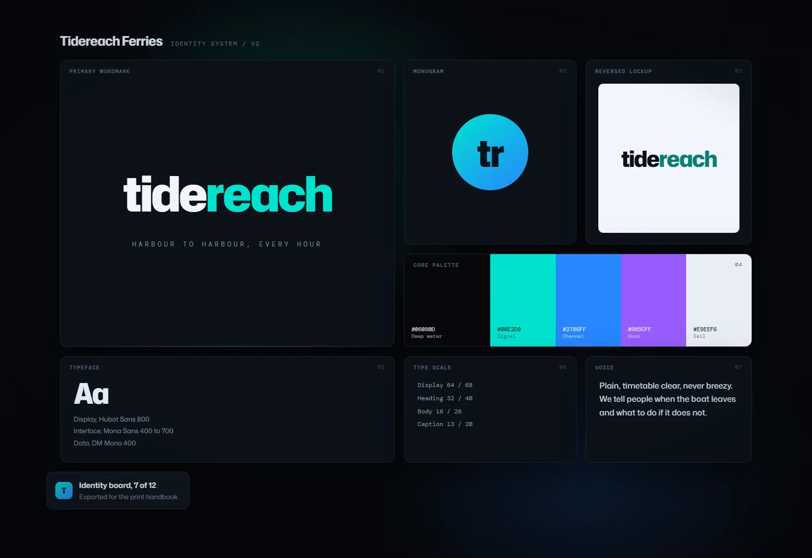 Concept visual for Brand identity system for a coastal ferry service