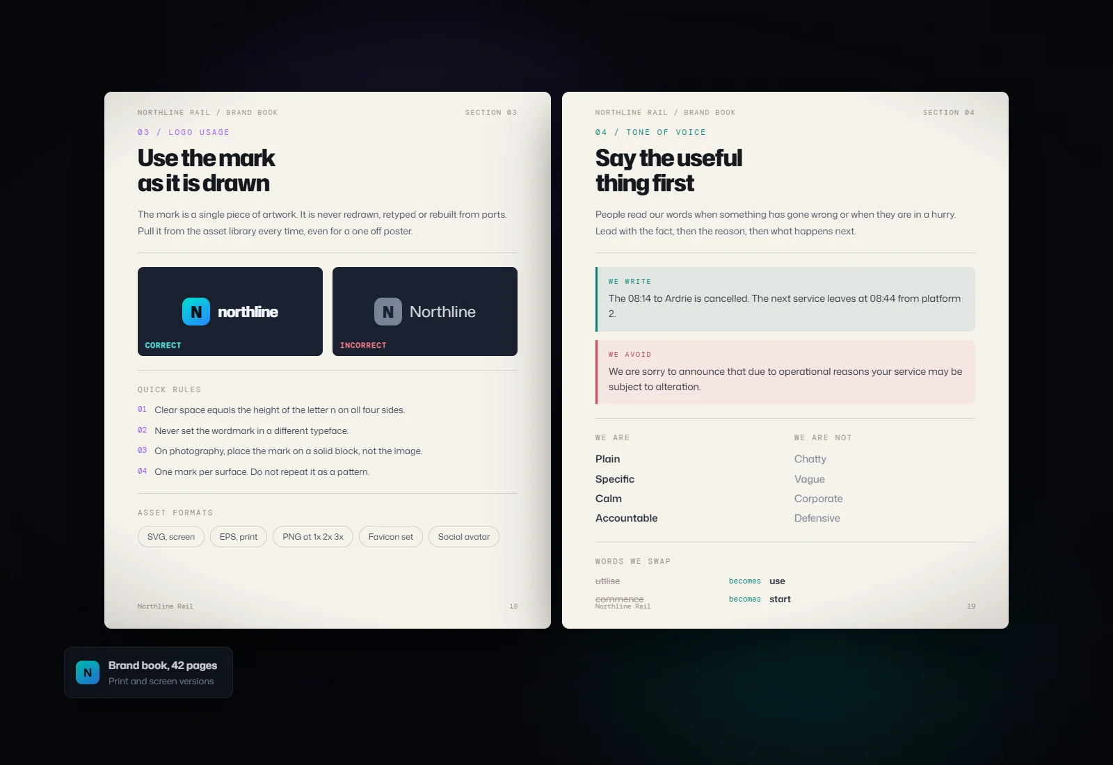 Concept visual for Brand guideline spread on logo usage