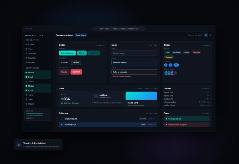 Concept project: Design system component sheet
