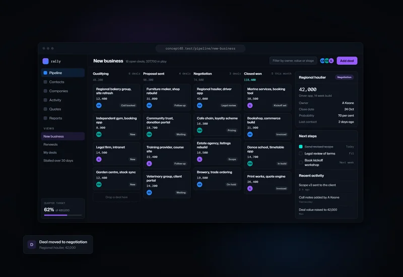Concept project: Sales pipeline workspace with deal rooms