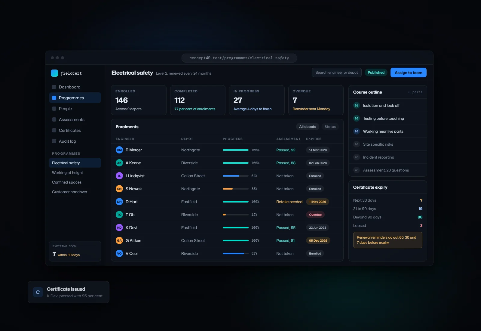 Concept visual for Training and certification platform for field teams