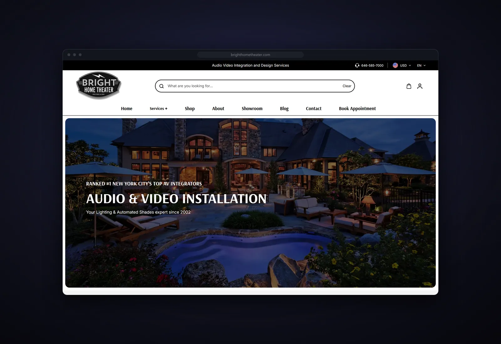 Screenshot of the Bright Home Theater website