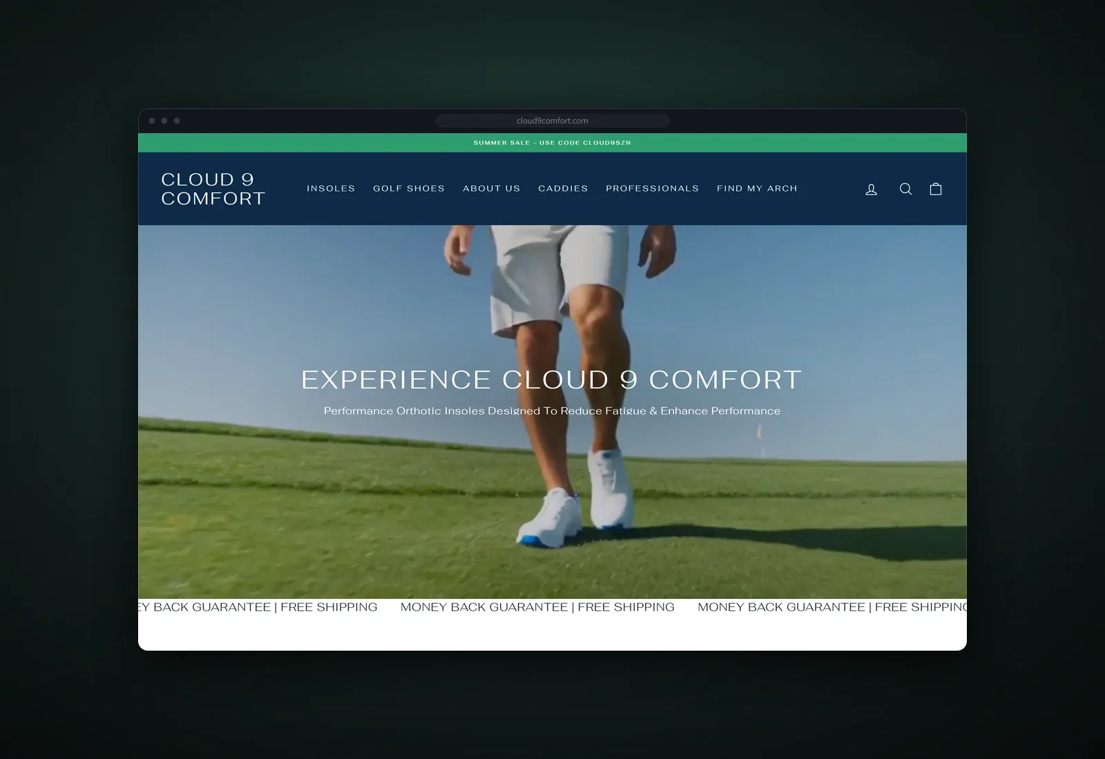 Screenshot of the Cloud 9 Comfort website
