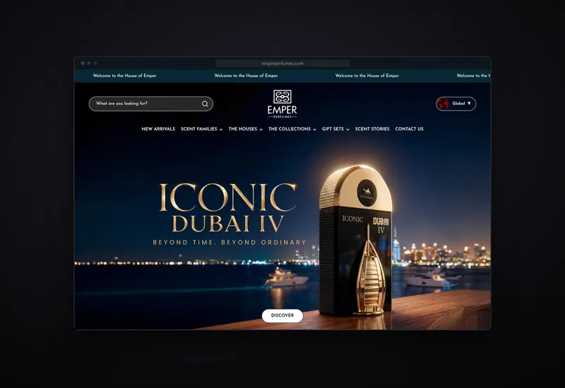 Screenshot of the Emper Perfumes website
