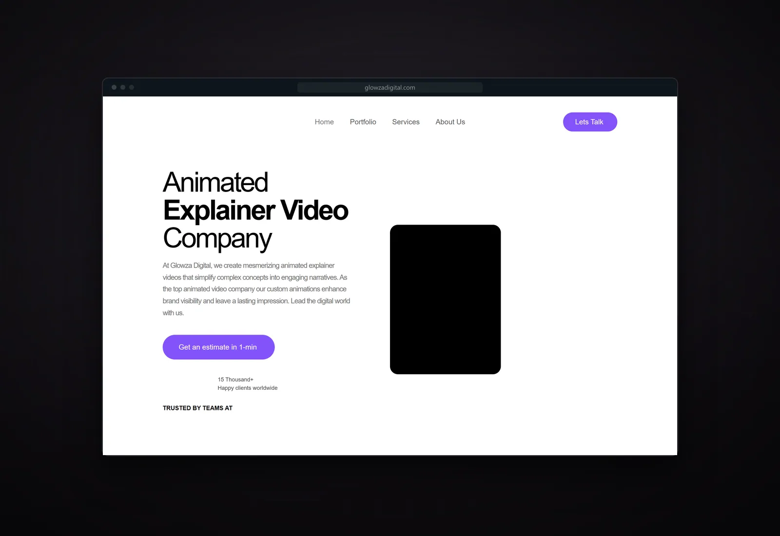 Screenshot of the Glowza Digital website