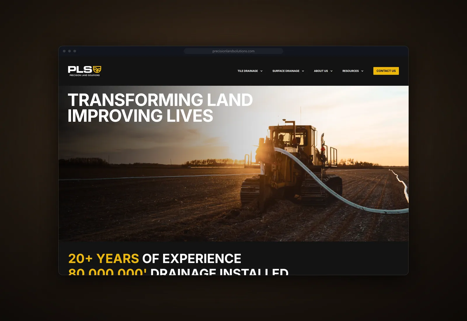 Screenshot of the Precision Land Solutions website