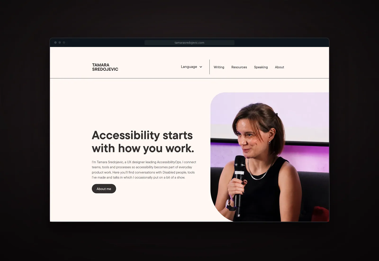 Screenshot of the Tamara Sredojevic website